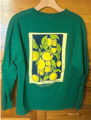 Simply Southern Green Prep Long Sleeve Lemon Graphic Tee You're My Main Squeeze thumbnail 4