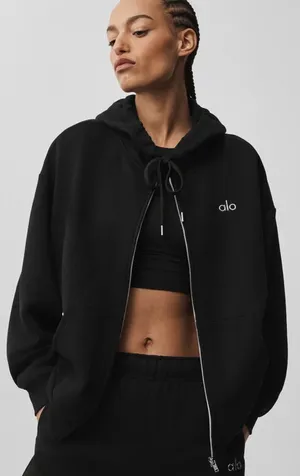 Alo Yoga NWT Accolade Full Zip Black Hoodie Size S thumbnail 1