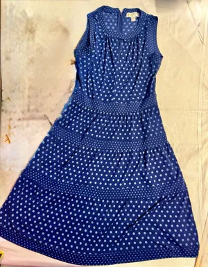 Michael Kors Women’s Blue And White Polka Dot Dress Size Small F58 thumbnail 1