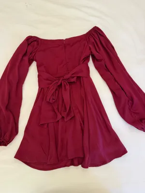 Altar'd State Wine Red Long Sleeve Mini Dress thumbnail 3