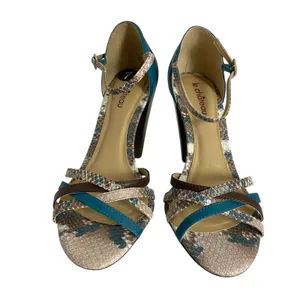 Vintage Y2K LE CHATEAU Women's Sandals‎ High Heels Open Toe Sz 7 Crisscross Blue thumbnail 3