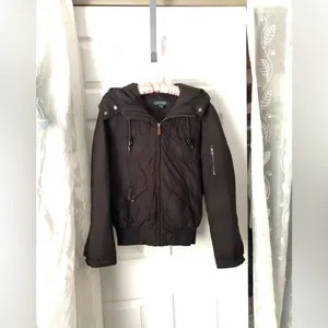 Lauren Ralph Lauren Hooded Down puffer Jacket Coat no faux fur on hoodie sz XS thumbnail 2
