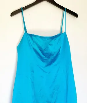 Retrofête NWT Janessa Dress Aqua Blue Mini Cocktail Square Neck Thin Strap Large thumbnail 5