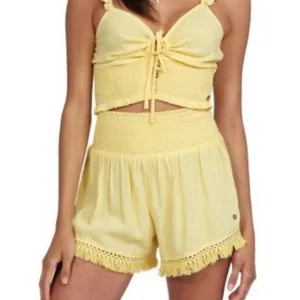 Roxy Endless beauty beach shorts yellow M pull on lightweight stretch thumbnail 1