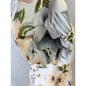 NWT Avantlook Blue Floral Jacquard Puff Sleeve Mini Dress S MSRP $220 thumbnail 4