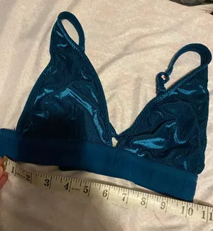 Victoria's Secret velvet blue bralette thumbnail 6