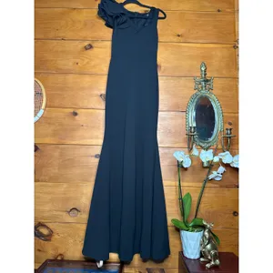 NWT Lulus Lucette Black Sleeveless Ruffled Mermaid Maxi Dress Gala Banquet Sz XS thumbnail 2
