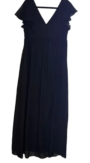 Birdy Grey Hannah‎ Chiffon Maxi Dress Black V Neck Bridesmaid Formal Large thumbnail 1