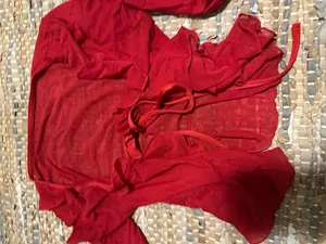 Red sheer blouse top Size M thumbnail 2