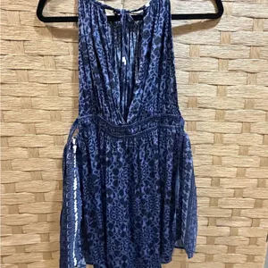Free People Mid Summers Day Tunic Dress Side Tie Bluebell Blue Combo Size M thumbnail 5