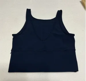 Lululemon Ribbed Power Pivot Tank Navy Blue Reversible V Neck Crop XS S thumbnail 1