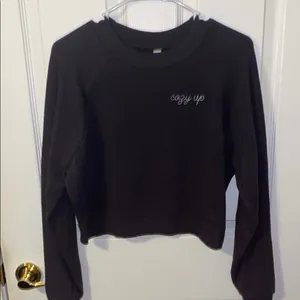 Dark Gray Cozy Up Cropped Relaxed Sweatshirt Size Small thumbnail 2