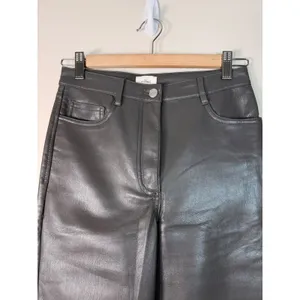 Aritzia Wilfred Faux Leather Vegan Straight Leg Pants Charcoal‎ Grey Size 2 thumbnail 2