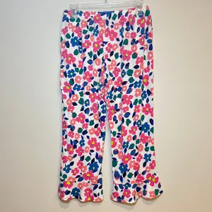 Kate Spade Pajama Set‎ Multi Color Floral Ruffle Trim Womens Small NWT thumbnail 7