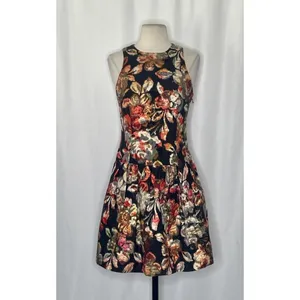 Anthropologie LEIFSDOTTIR Adelita Floral Brocade Metallic‎ Dress Party Size 2 thumbnail 2