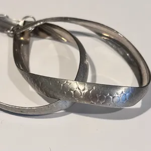 Silver Marquise Hammered Twirl Earrings thumbnail 10