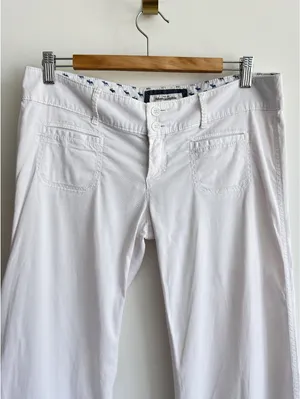 Abercrombie & Fitch White Bootcut Pants Low Rise Front Patch Pocket Women’s 6 thumbnail 12