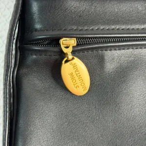 Stone Mountain Black Leather Crossbody Bag Gold Hardware Adjustable Strap thumbnail 5