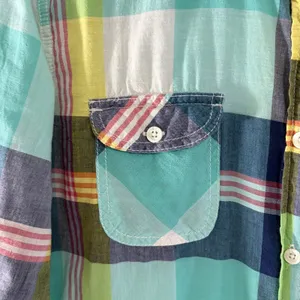 American‎ Eagle Outfitters Teal Plaid Button Down Shirt Womens Large L/G Cotton thumbnail 12