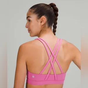 Lululemon Energy Bra Medium Support B–D Cups Pink Size 2 Strappy Back Sports Bra thumbnail 2