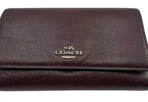Coach Convertible Wallet Burgundy Pebbled Leather Wallet thumbnail 1