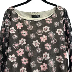 NY & Co Vintage Y2K Mesh Floral Top Whimsy Phoebe Fairy Whimsigoth Grunge thumbnail 2