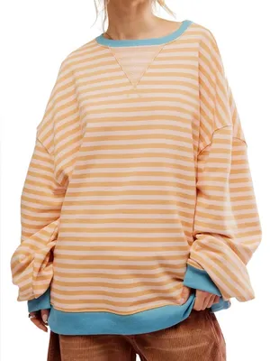 Latte Combo Classic Striped Crew Free People size XL thumbnail 1