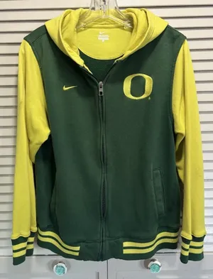 Nike Oregon Ducks Jacket Size‎ XL Green Full Zip Hooded Logo Football thumbnail 1
