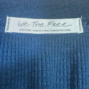 We The Free Must Have Thermal Top Blue Waffle Knit Henley Slouchy Boho Size M thumbnail 7