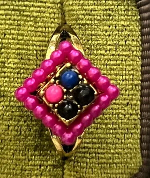 Vintage/Bohemian Design Stainless Steel Golden w/ Multicolor Beads Ring S 9 thumbnail 1