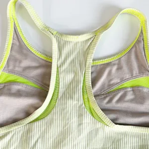 Lululemon Womens Ribbed‎ Mesh High Neck Sports Bra Racerback 10 Highlight Yellow thumbnail 3