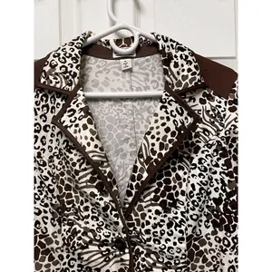 D.R. by David Rodriguez‎ Women Medium Mixed Animal Print 3/4 Sleeve Blazer Brown thumbnail 2