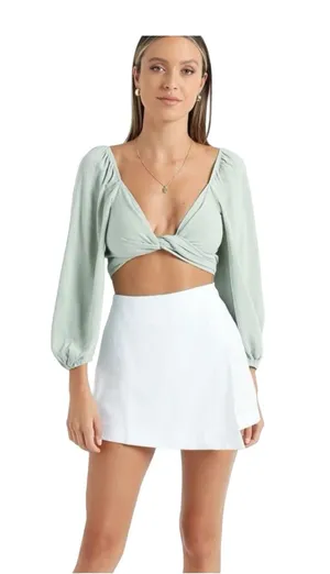 ShowPo White Never Let You Go Mini Skort 8 Preppy Minimal Tennis thumbnail 1