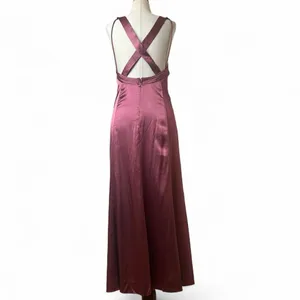 Anthropologie Satin Midi Dress in Mauve thumbnail 4