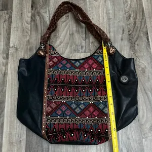 The Sak Indio Tribal Bohemian Embroidered Leather Hobo Bag thumbnail 2