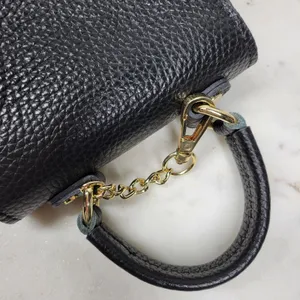 Vintage Italian Mini Black Leather Top Handle Bag Gold Buckle Made in Italy thumbnail 11