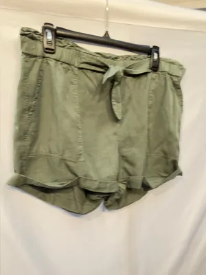 Aerie Olive Tie High Waist Paperbag Lyocell Shorts size Medium thumbnail 4