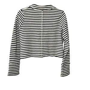 Free People Striped Knit Blazer Jacket M Black White Nautical Y2K Inspired thumbnail 3