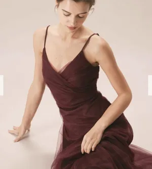 RIHOAS The Wine Red V Neck Mesh Wrap Maxi Dress 04 thumbnail 4