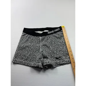 Nike Pro Women Leopard Print Compression Shorts Black White Size L 3in‎ Inseam thumbnail 2