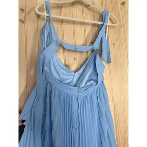 NWT Lulus Celebratory Allure Powder Blue Pleated Backless Maxi Dress Wedding L thumbnail 7