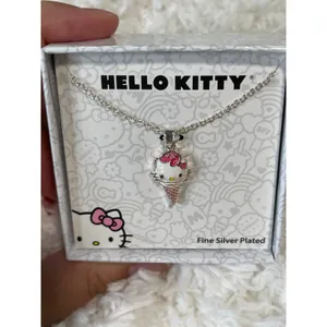 Sanrio Hello Kitty Brass Enamel Pink Ice Cream Cone Pendant Necklace NEW thumbnail 8