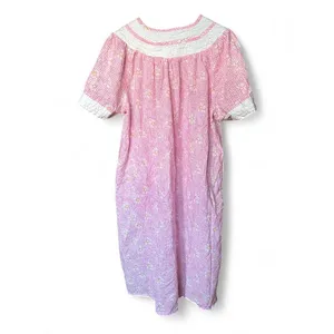 House Dress Pink Gingham Daisy Snap Front Quilted Yoke Floral Cottagecore XL thumbnail 5