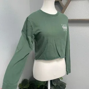 Green Vans Long Sleeve Sunburst Graphic Crop Top 100% Cotton thumbnail 4