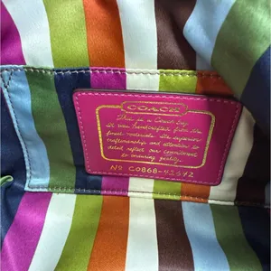 y2k COACH Legacy Stripe Signature Canvas Mini Purse Shoulder Bag Wristlet thumbnail 7