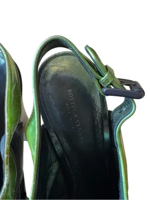 Bottega Veneta Green Leather Cutout Platform Heels EU 38 Rare Archive COA in FUC thumbnail 8