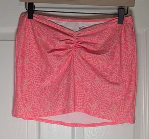 Aerie Pink Pattern Swim Cover Up Skirt Ruched Front Mid Rise Size M thumbnail 1