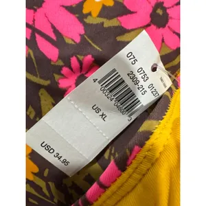 Aerie‎ Women XL Retro Floral Scoop Bikini Top Pink Orange Brown 2309-215 NWT thumbnail 3