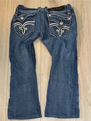 Rock revival Stephanie capri crop cropped blue jeans denim thumbnail 3