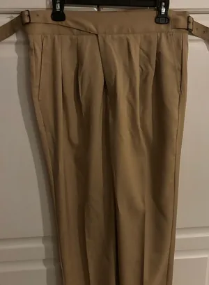 Timeless form tan‎ pants. Buckles on waist. thumbnail 1